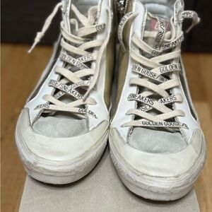 Golden Goose White and Gray Sneakers